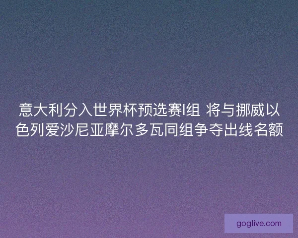 意大利分入世界杯预选赛I组 将与挪威以色列爱沙尼亚摩尔多瓦同组争夺出线名额