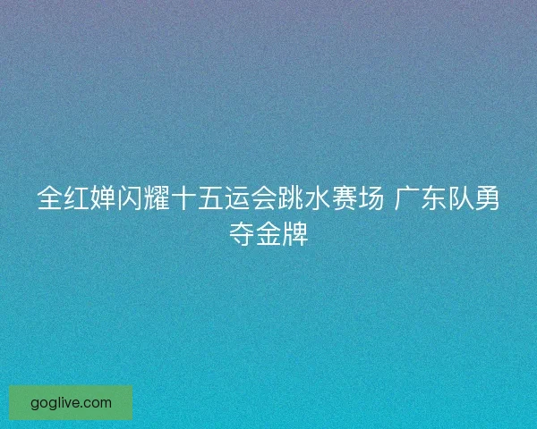 全红婵闪耀十五运会跳水赛场 广东队勇夺金牌